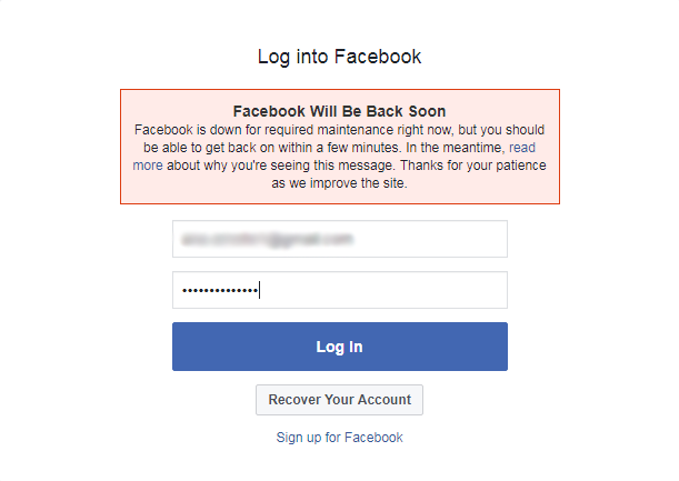 facebook will be back soon