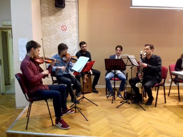 DU Svetionik promocija zbornika Imam slobodu, revijski orkestar Impresija kvintet Foto Ana Stanojevic